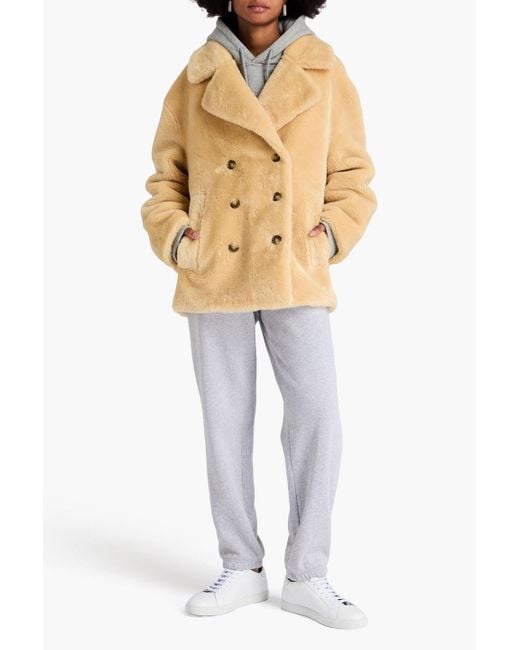 Sandro Natural Double-Breasted Plush Jacket