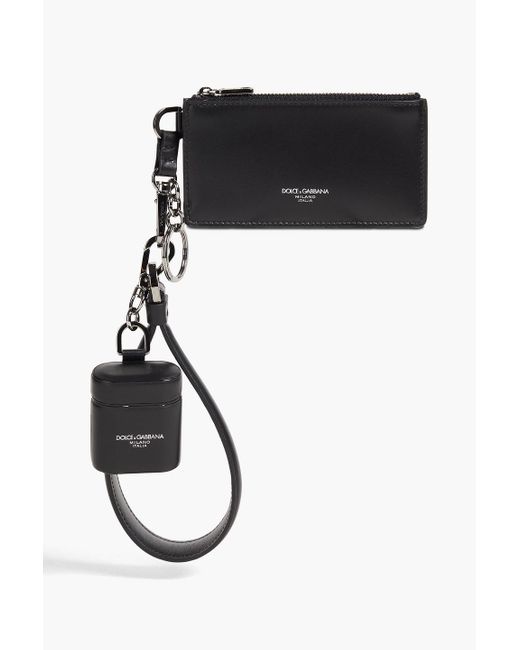 Dolce & Gabbana Black Leather Wallet And Airpods Case for men