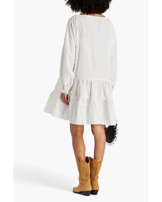 Marques'Almeida White Gathered Cotton-poplin Mini Dress