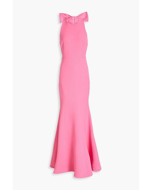 Rebecca Vallance Pink Love Bow-embellished Crepe Gown