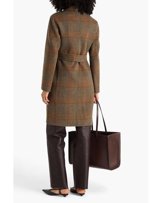 Theory Brown Checked Wool And Cashmere-blend Coat