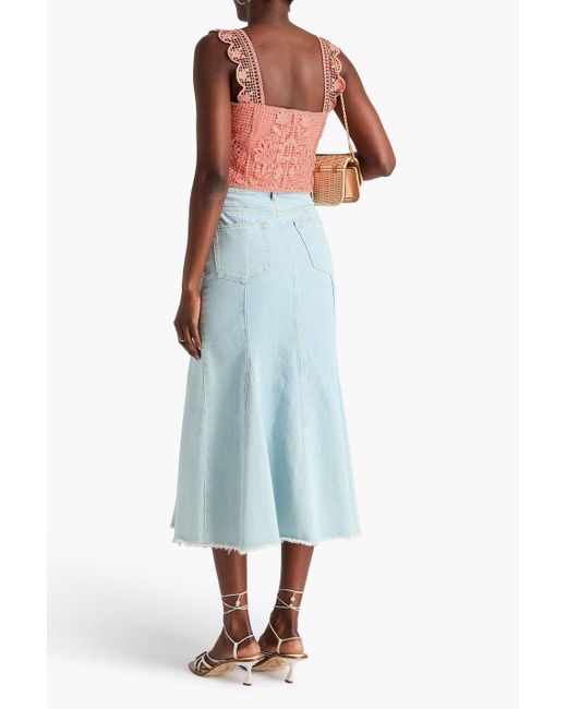 Farm Rio Pink Cropped Guipure Lace Top
