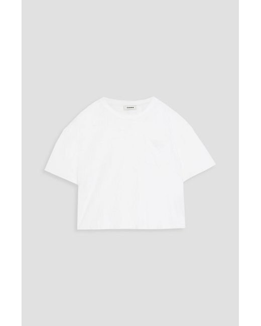 Sandro White Embroidered Cotton-jersey T-shirt