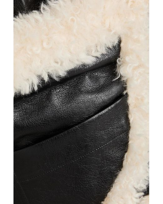 Coperni Black Plush-Trimmed Layered Mini Skirt