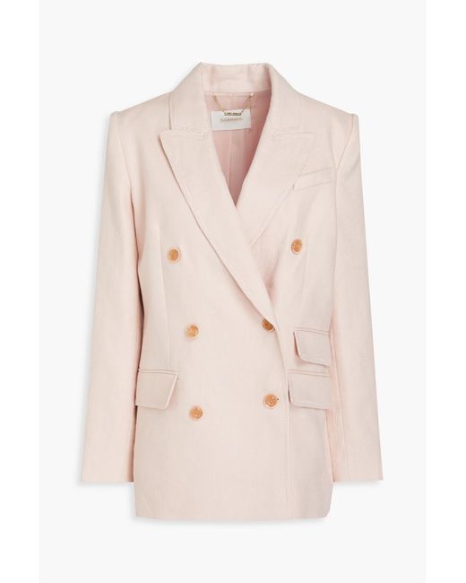 Zimmermann Pink Double-breasted Linen Blazer