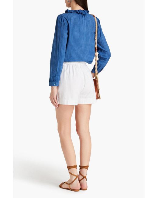 Alex Mill Blue Ruffled Striped Cotton-blend Poplin Shirt