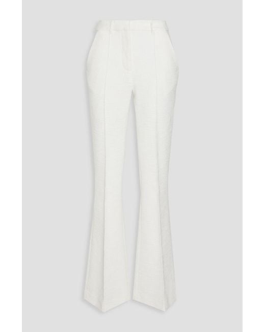 Rebecca Vallance White Claire Bouclé-tweed Flared Pants
