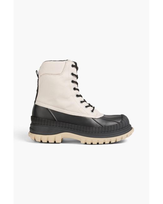 Ganni White Woven And Rubber Hiking Boots