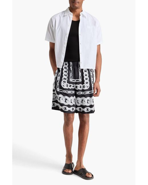 Versace Black Printed Silk-twill Shorts for men