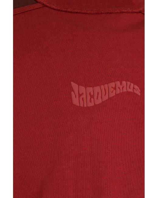 Jacquemus Red Logo-print Two-tone Cotton-jersey T-shirt for men