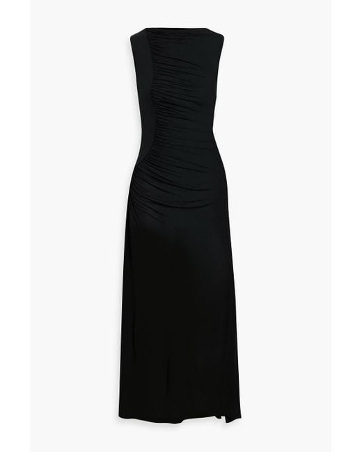 Ulla Johnson Black Livia Ruched Lyocell-Jersey Midi Dress