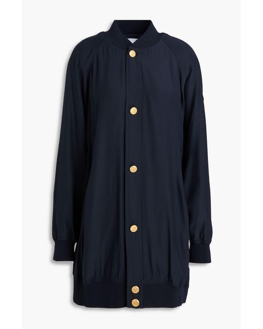 FRAME Blue Silk-Satin Bomber Jacket
