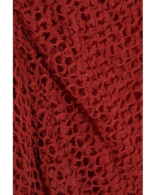 IRO Red Juney minikleid aus gehäkelter baumwolle mit raffungen und asymmetrischer schulterpartie