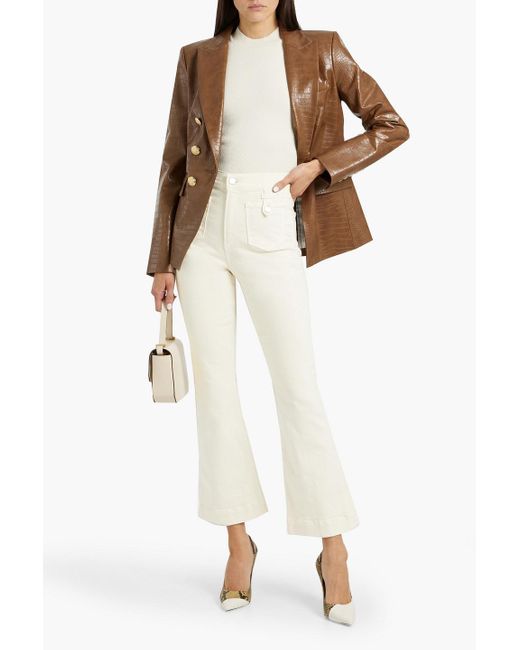 Veronica Beard White Carson High-Rise Kick-Flare Jeans