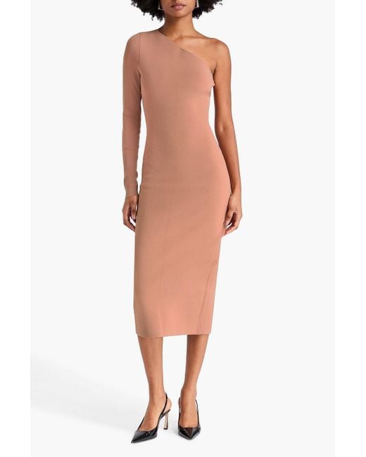 Victoria Beckham White Midikleid aus stretch-strick mit asymmetrischer schulterpartie