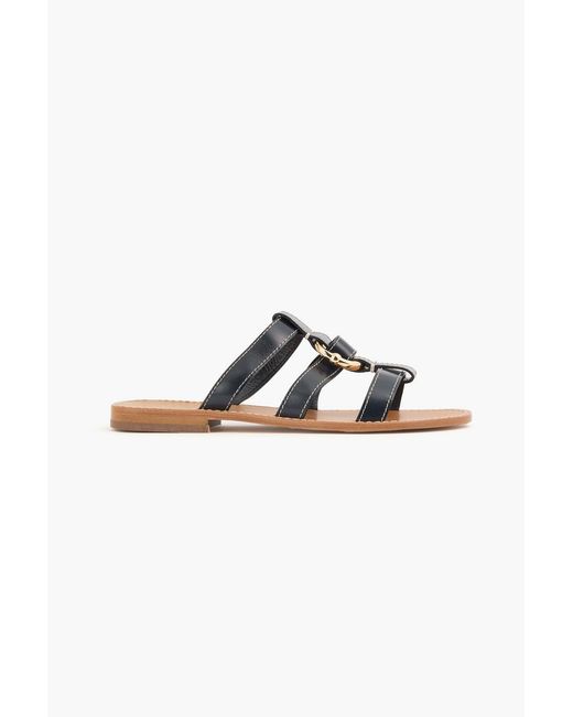 Claudie Pierlot Blue Embellished Leather Sandals