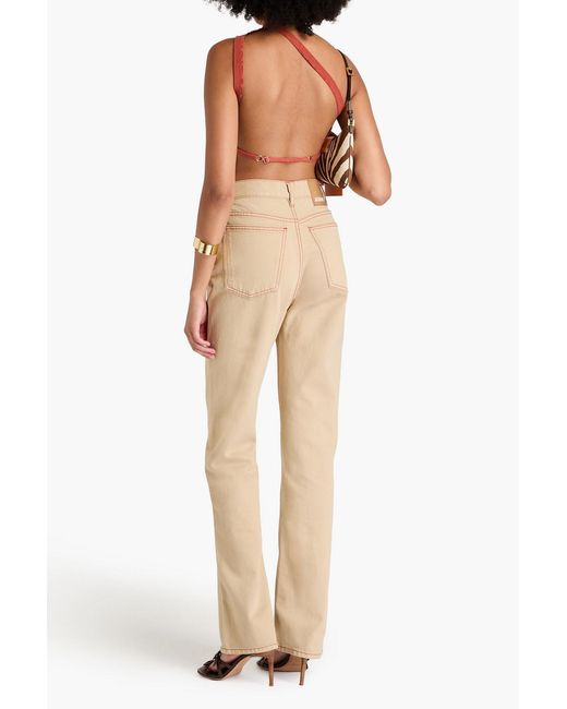 Jacquemus Red Maille One-shoulder Ribbed Linen-blend Top