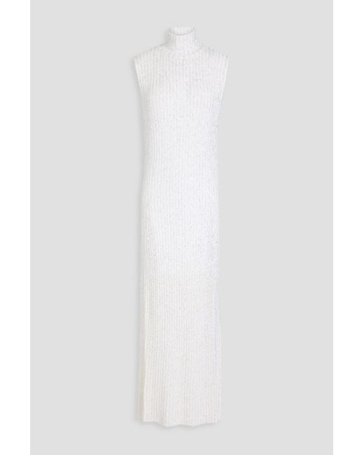 Missoni White Sequined Crochet-knit Maxi Dress