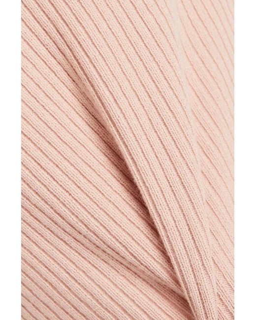 RED Valentino Pink Embroidered Point D'Esprit And Ribbed-Knit Top