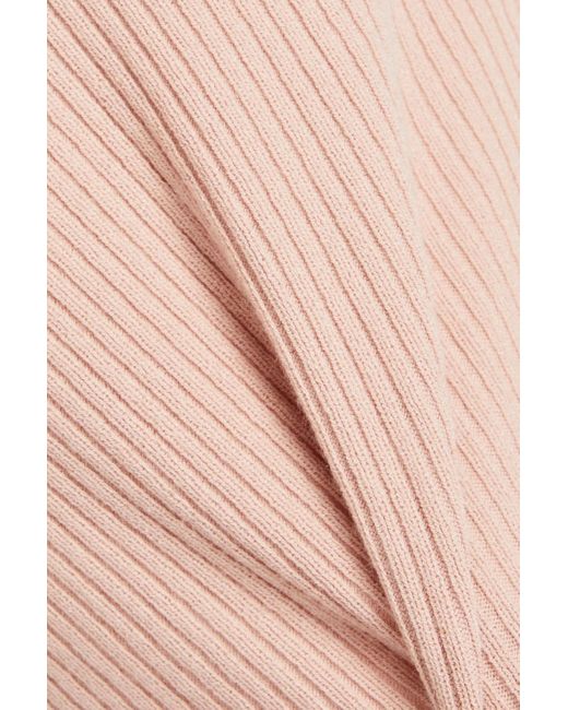 RED Valentino Pink Embroidered Point D'esprit And Ribbed-knit Top