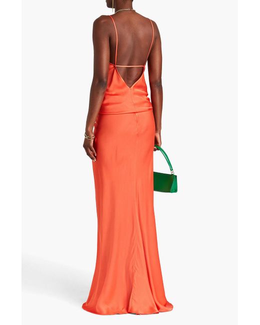 Victoria Beckham Red Maxirock aus glänzendem crêpe