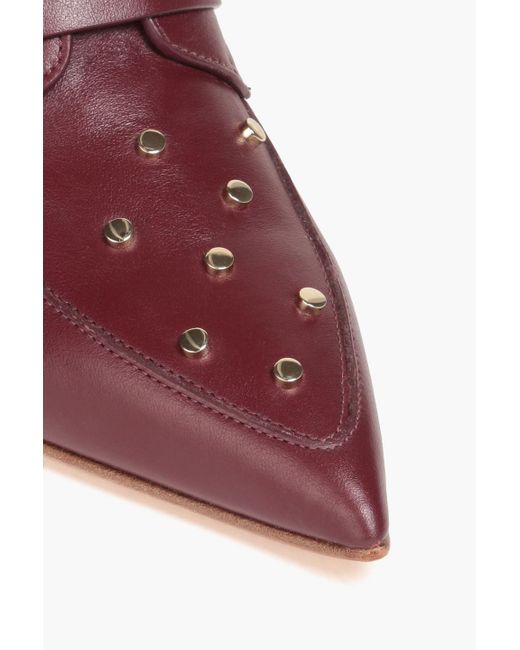 Red(v) Red Studded Leather Ankle Boots