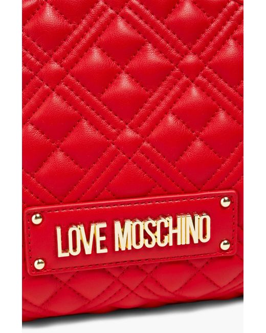Love Moschino Red Tote bag aus gestepptem kunstleder