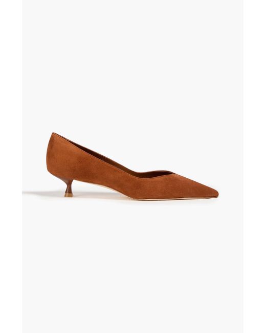 Stuart Weitzman White Eva 35 Suede Pumps