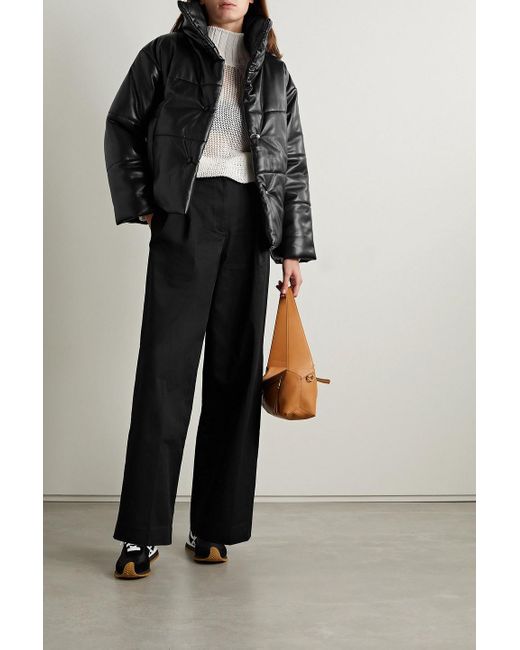 Nanushka Black Hide Quilted Padded Vegan Leather Jacket