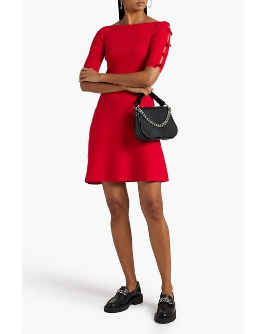 RED Valentino Red Bow-detailed Knitted Mini Dress
