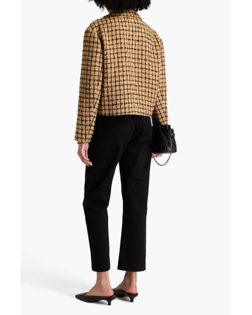 Sandro Brown Checked Bouclé-tweed Blazer