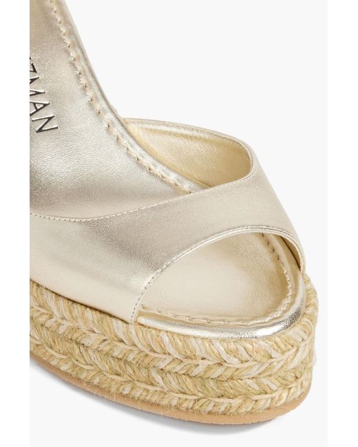 Stuart Weitzman Natural Leather Espadrille Wedge Sandals
