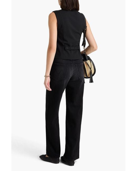 Mother Black Spinner High-Rise Wide-Leg Jeans