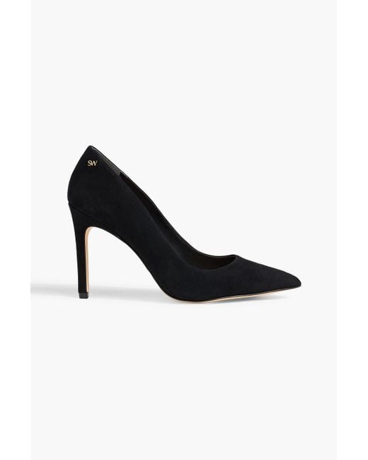Stuart Weitzman Black Leigh 75 Suede Pumps