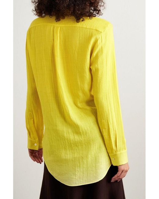 Gabriela Hearst Yellow Reyes Herringbone Cashmere And Silk-Blend Shirt