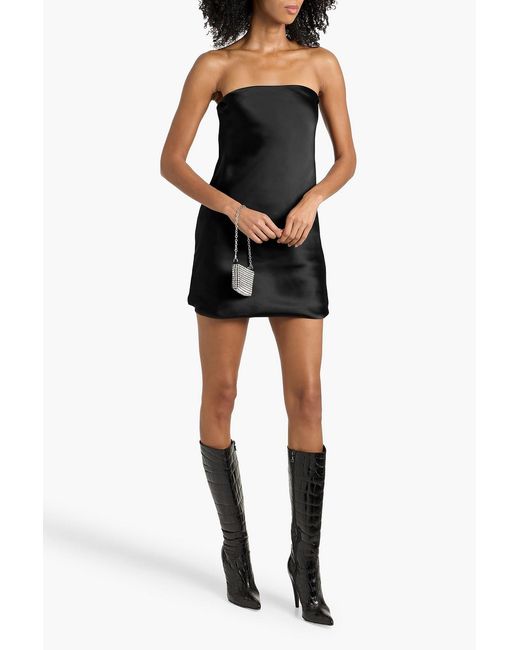 black strapless satin mini dress Lilac Strapless Satin Short A-Line Homecoming Dress with Ruffles –  misshow.com main image 0