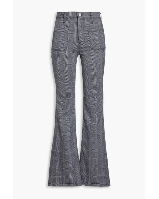 FRAME Gray Checked Cotton-blend Flared Pants