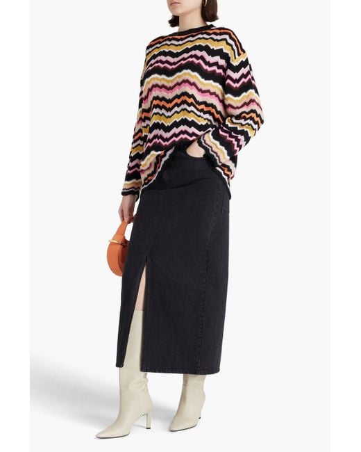 Missoni Black Brushed Crochet-Knit Cardigan