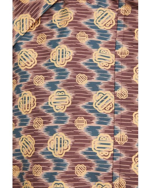 Maje Brown Oversized-regenmantel aus shell mit print und kapuze