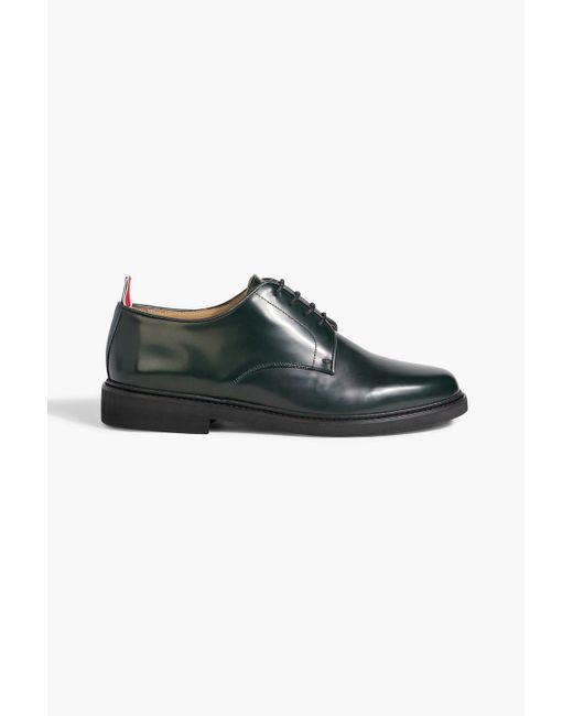 Thom Browne Green Glossed-Leather Derby Shoes for men