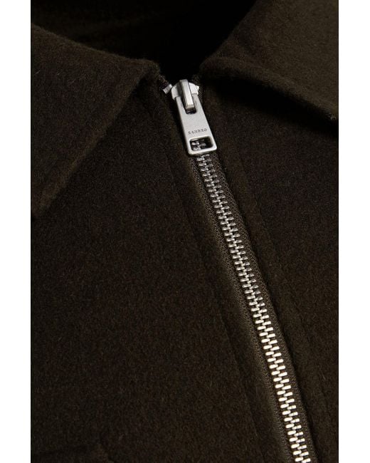 Sandro Green Wool-blend Felt Jacket for men