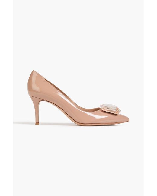 Gianvito Rossi Pink Jaipur 70 Embellished Patent-Leather Pumps