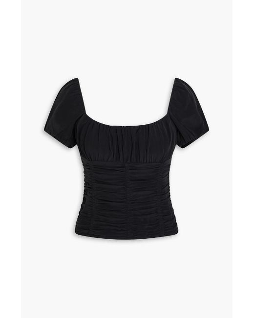 Staud Black Elba Silk Crepe De Chine Top