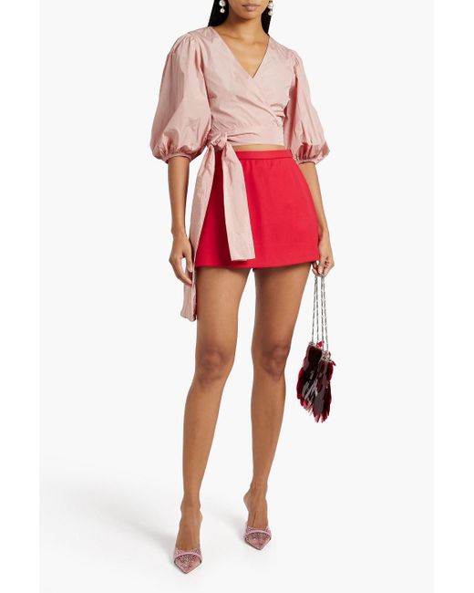 RED Valentino Pink Cropped Taffeta Wrap Blouse