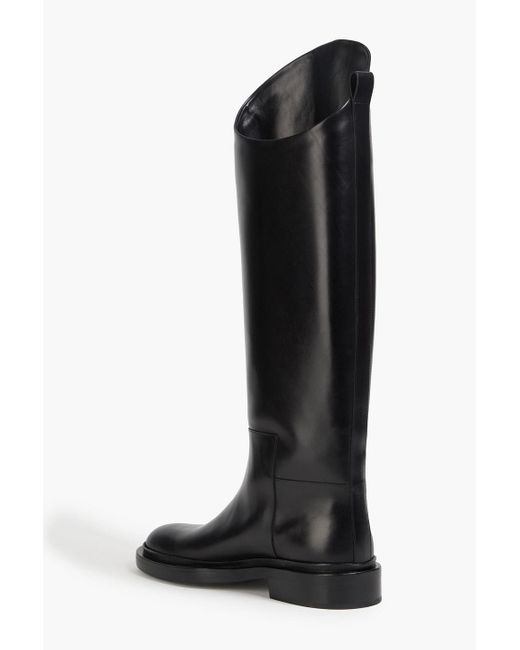 Jil Sander Black Leather Knee Boots