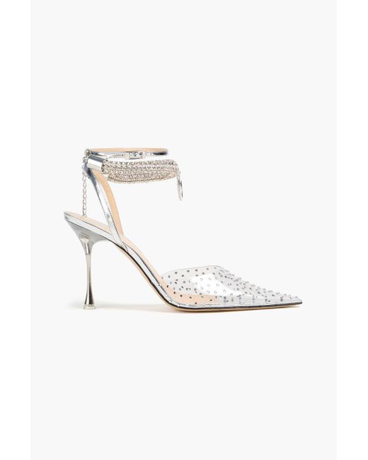Mach & Mach White Alexa Crystal-embellished Pvc Pumps