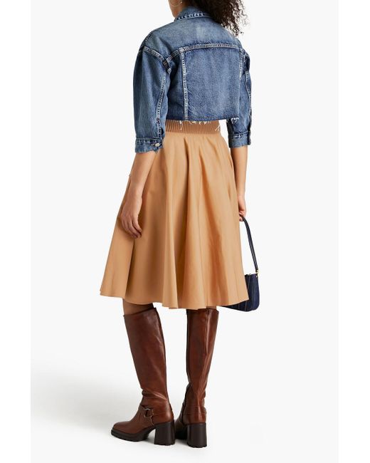 RED Valentino Natural Pleated Cotton-blend Twill Skirt