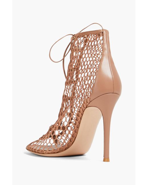 Gianvito Rossi Natural Fishnet Ankle Boots