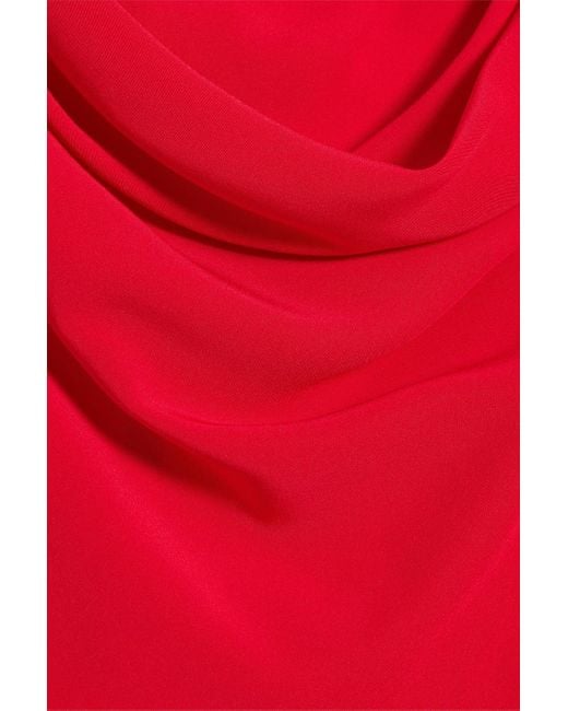 Jenny Packham Red Crystal-embellished Draped Crepe Midi Dress