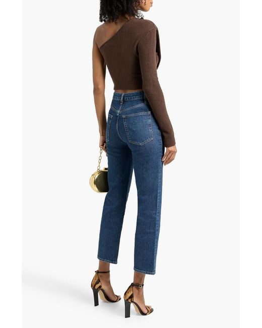 FRAME Blue The Ruler Crop High-Rise Straight-Leg Jeans